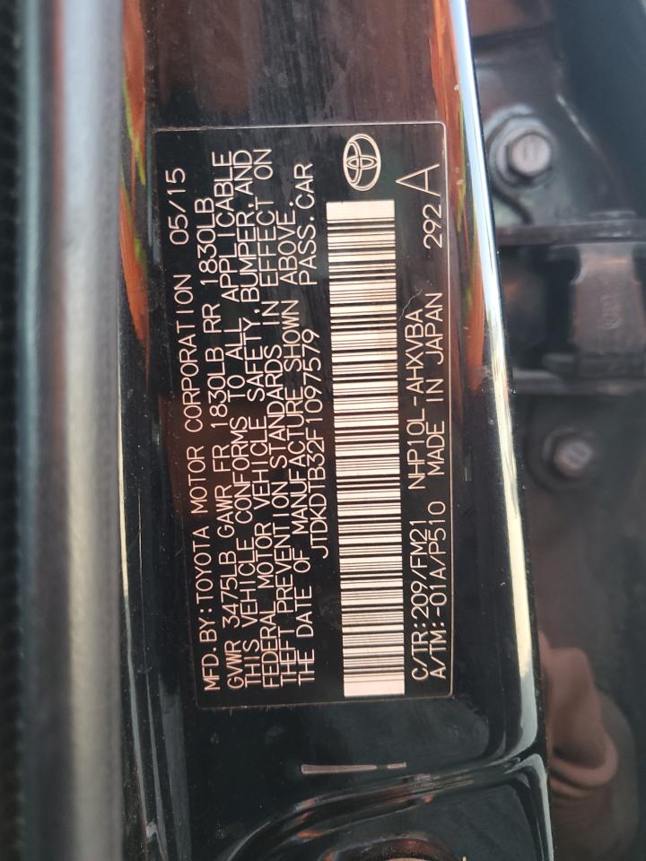 2015 Toyota Prius C VIN: JTDKDTB32F1097579 Lot: 62833075