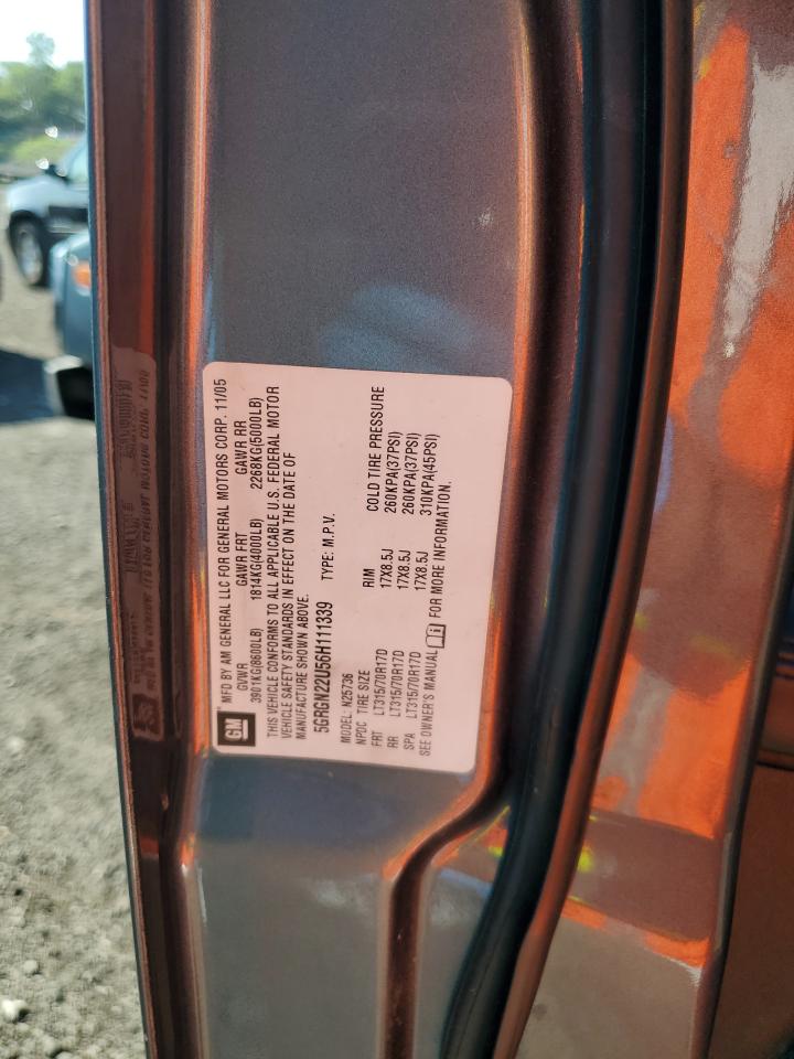 2006 Hummer H2 Sut VIN: 5GRGN22U56H111339 Lot: 64622335