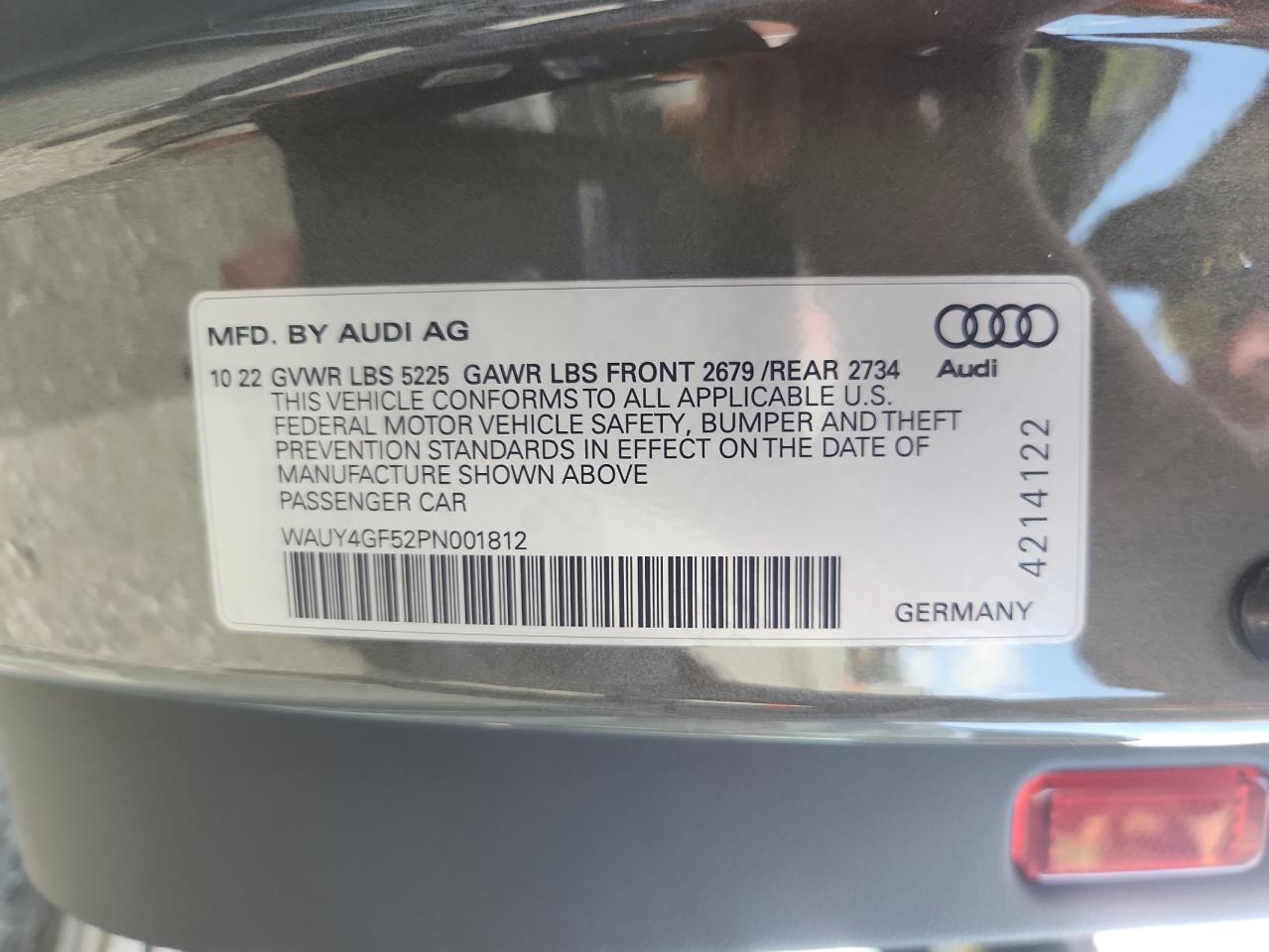 2023 Audi S5 Prestige VIN: WAUY4GF52PN001812 Lot: 64928215