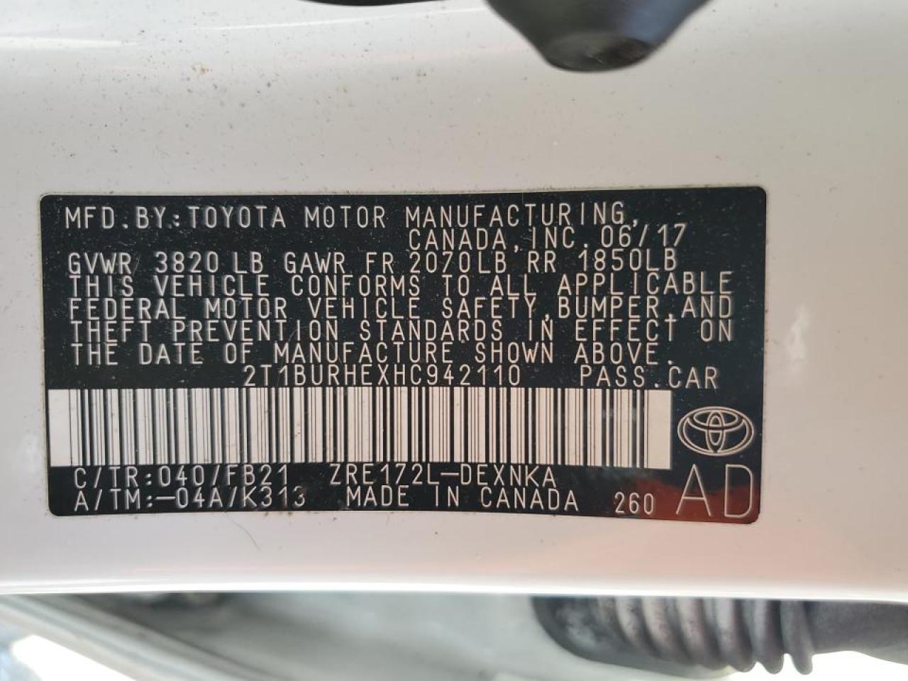 2017 Toyota Corolla L VIN: 2T1BURHEXHC942110 Lot: 65149645