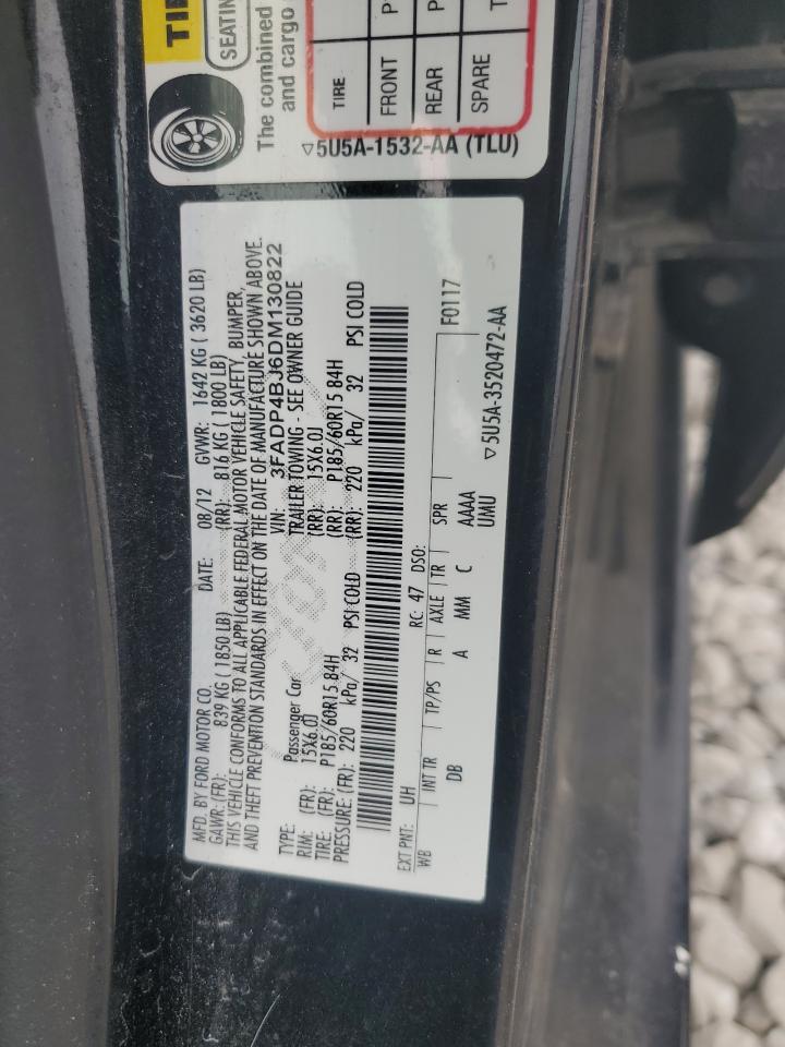 2013 Ford Fiesta Se VIN: 3FADP4BJ6DM130822 Lot: 63298875