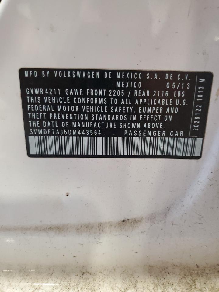 2013 Volkswagen Jetta Se VIN: 3VWDP7AJ5DM443564 Lot: 64378065