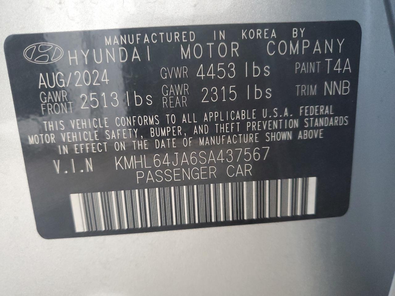 2025 Hyundai Sonata Sel VIN: KMHL64JA6SA437567 Lot: 65156895