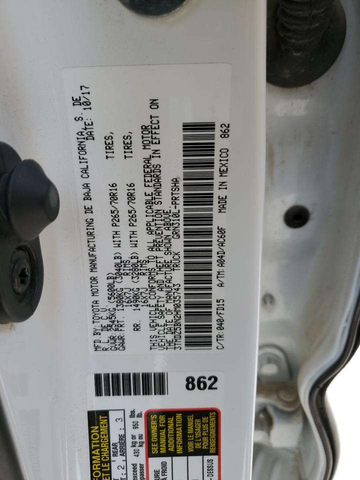 2017 Toyota Tacoma Double Cab VIN: 3TMDZ5BN2HM035743 Lot: 66354995