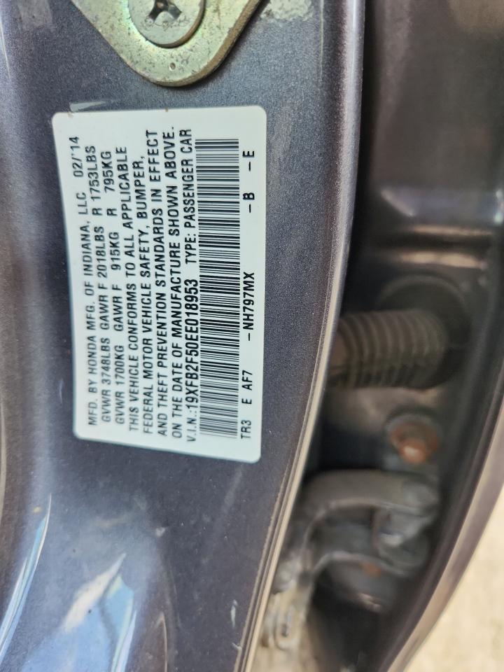 2014 Honda Civic Lx VIN: 19XFB2F50EE018953 Lot: 64834905
