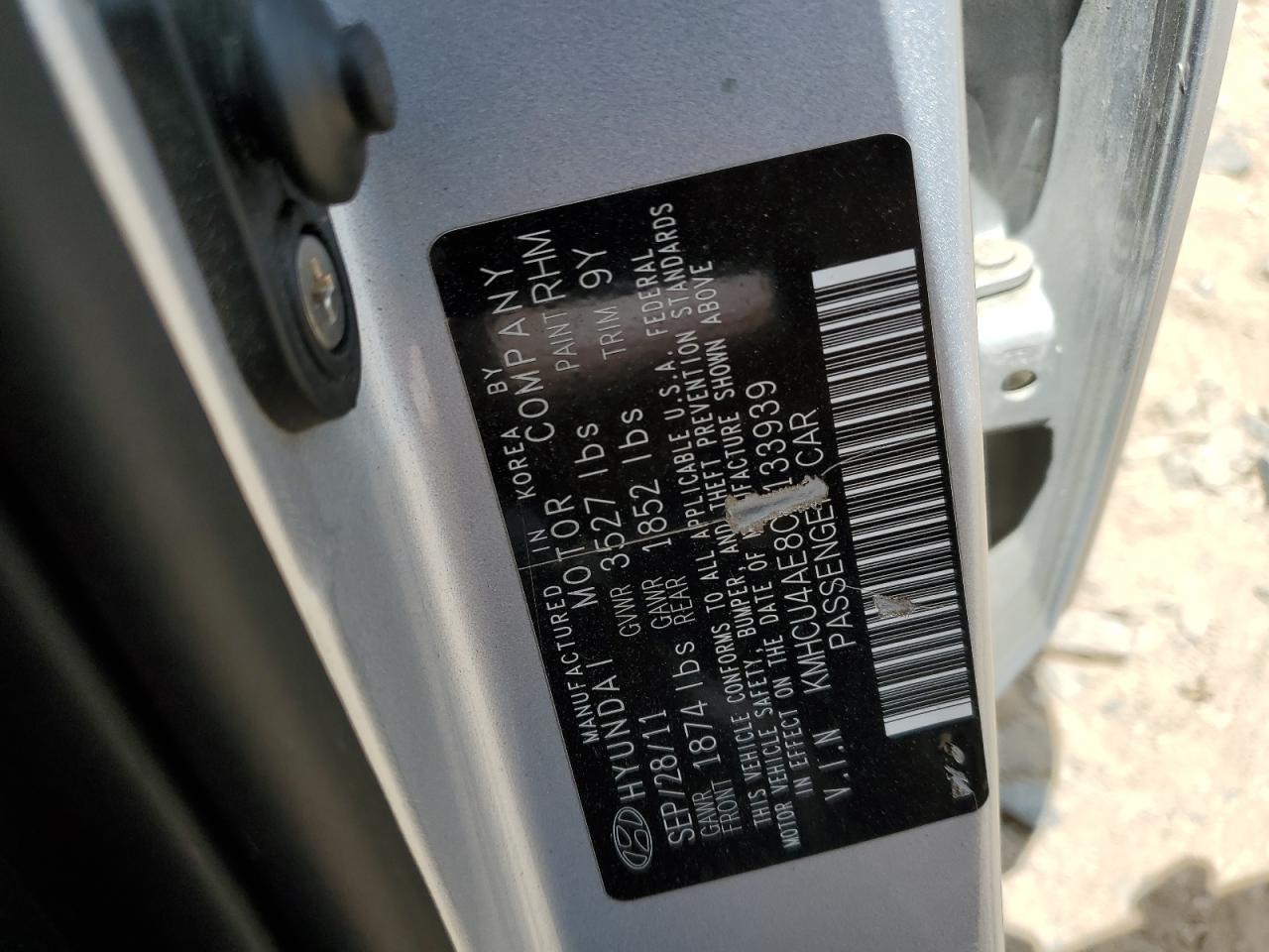 2012 Hyundai Accent Gls VIN: KMHCU4AE8CU133939 Lot: 65220365