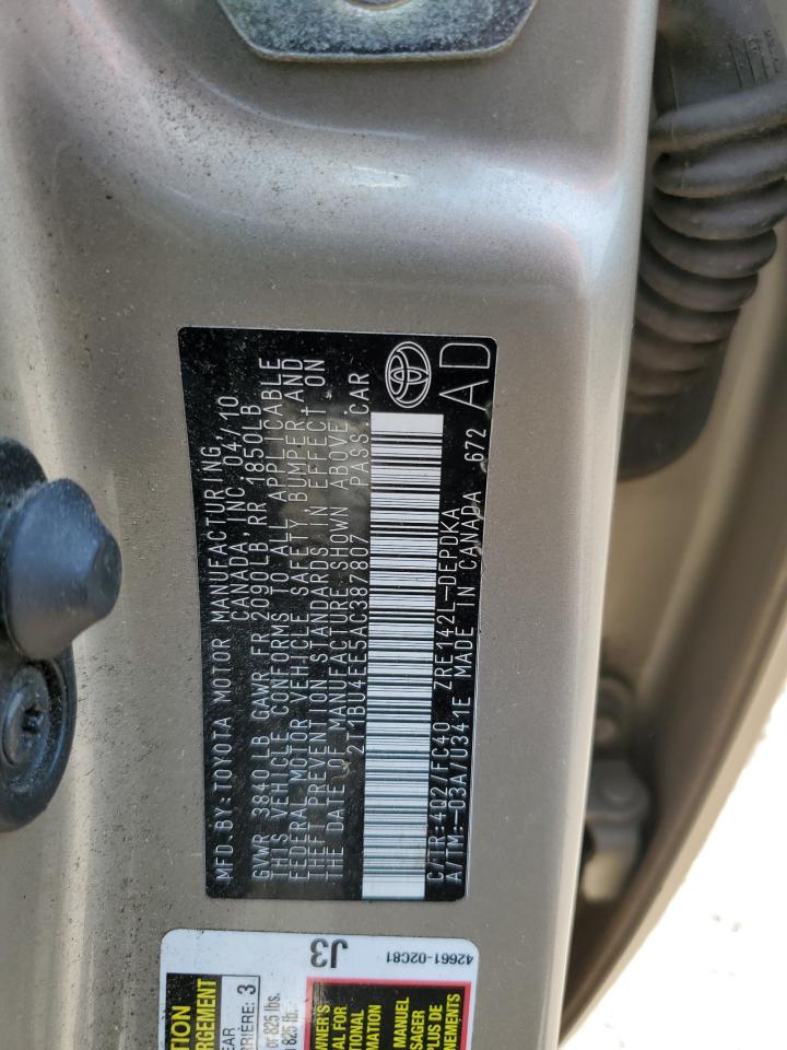 2010 Toyota Corolla Base VIN: 2T1BU4EE5AC387807 Lot: 64088755