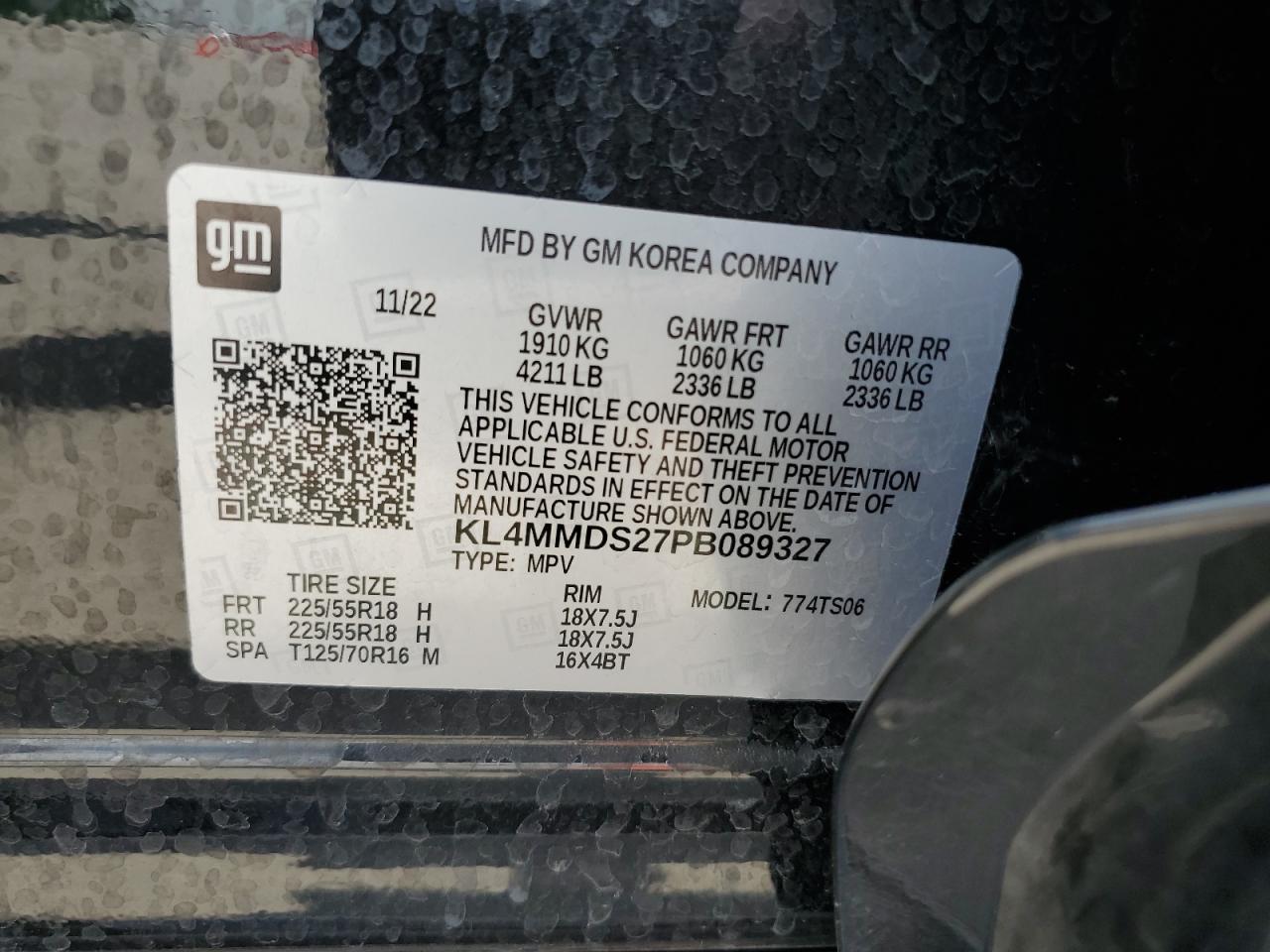 2023 Buick Encore Gx Select VIN: KL4MMDS27PB089327 Lot: 63693305