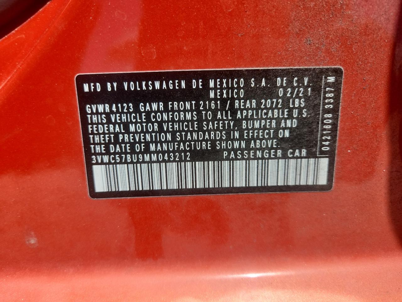2021 Volkswagen Jetta S VIN: 3VWC57BU9MM043212 Lot: 64894545