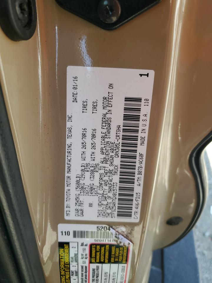 2016 Toyota Tacoma Access Cab VIN: 5TFSZ5AN7GX015733 Lot: 65318155