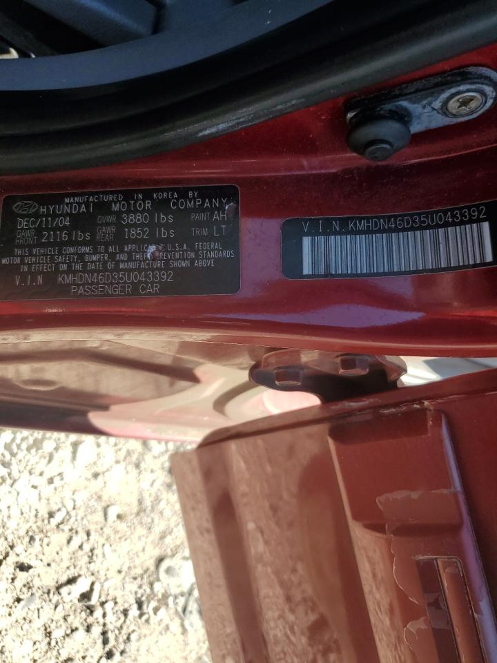 2005 Hyundai Elantra Gls VIN: KMHDN46D35U043392 Lot: 62633435