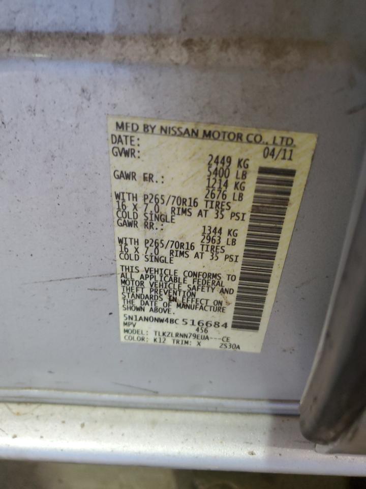 2011 Nissan Xterra Off Road VIN: 5N1AN0NW4BC516684 Lot: 66945095