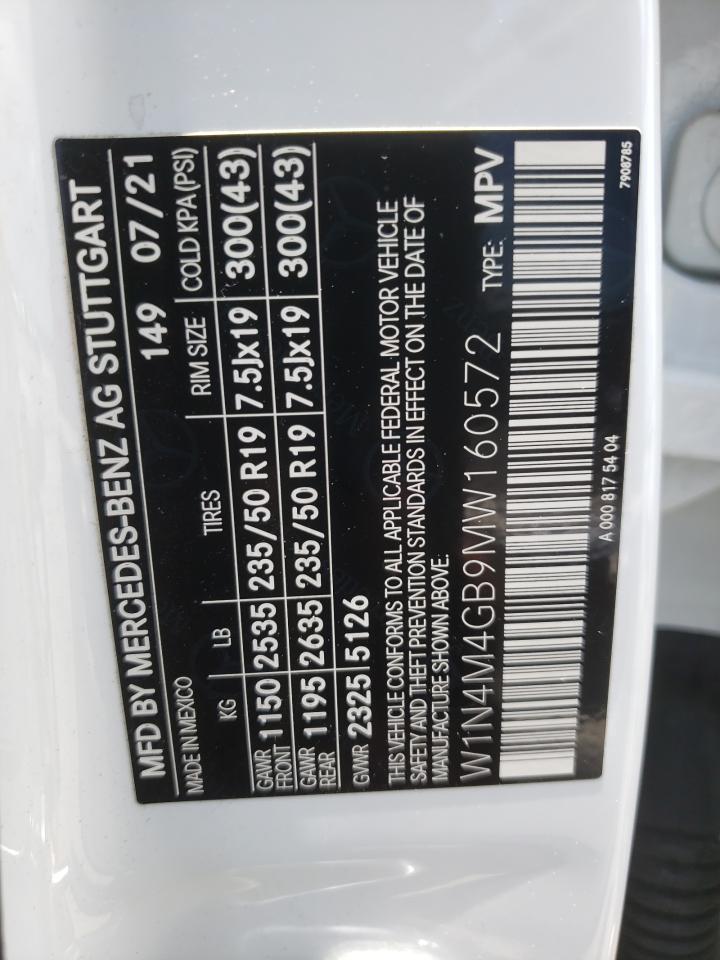2021 Mercedes-Benz Glb 250 VIN: W1N4M4GB9MW160572 Lot: 63830325