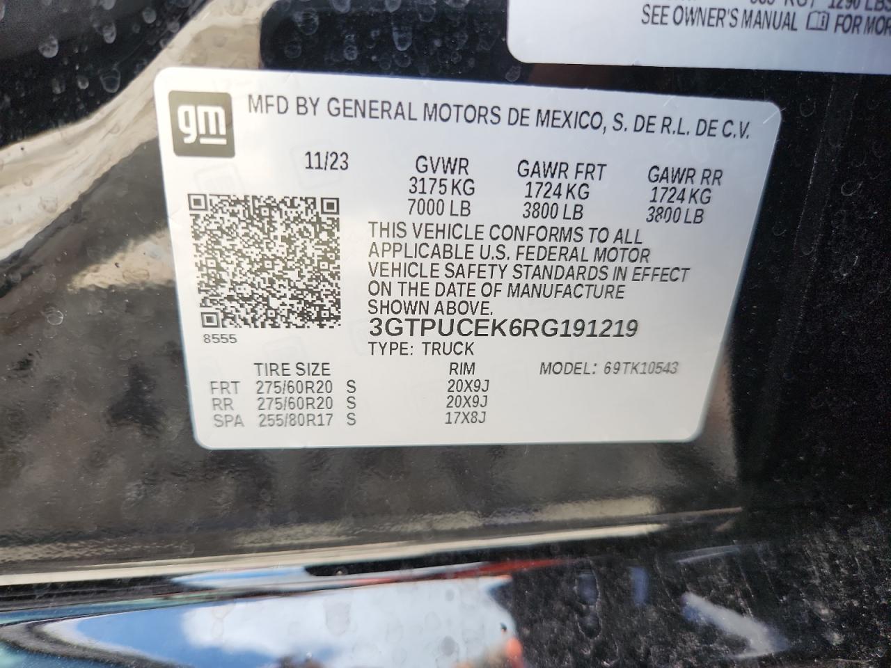 2024 GMC Sierra K1500 Elevation VIN: 3GTPUCEK6RG191219 Lot: 62729085