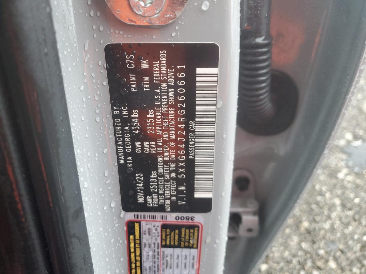 2024 Kia K5 Gt Line VIN: 5XXG64J24RG260661 Lot: 66870355