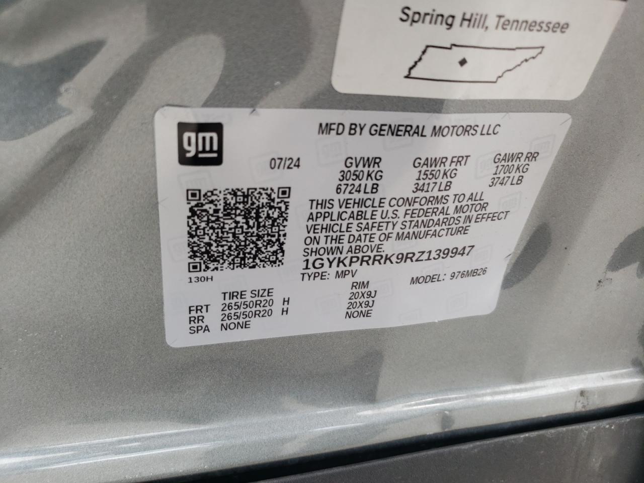 2024 Cadillac Lyriq Luxury VIN: 1GYKPRRK9RZ139947 Lot: 64444555