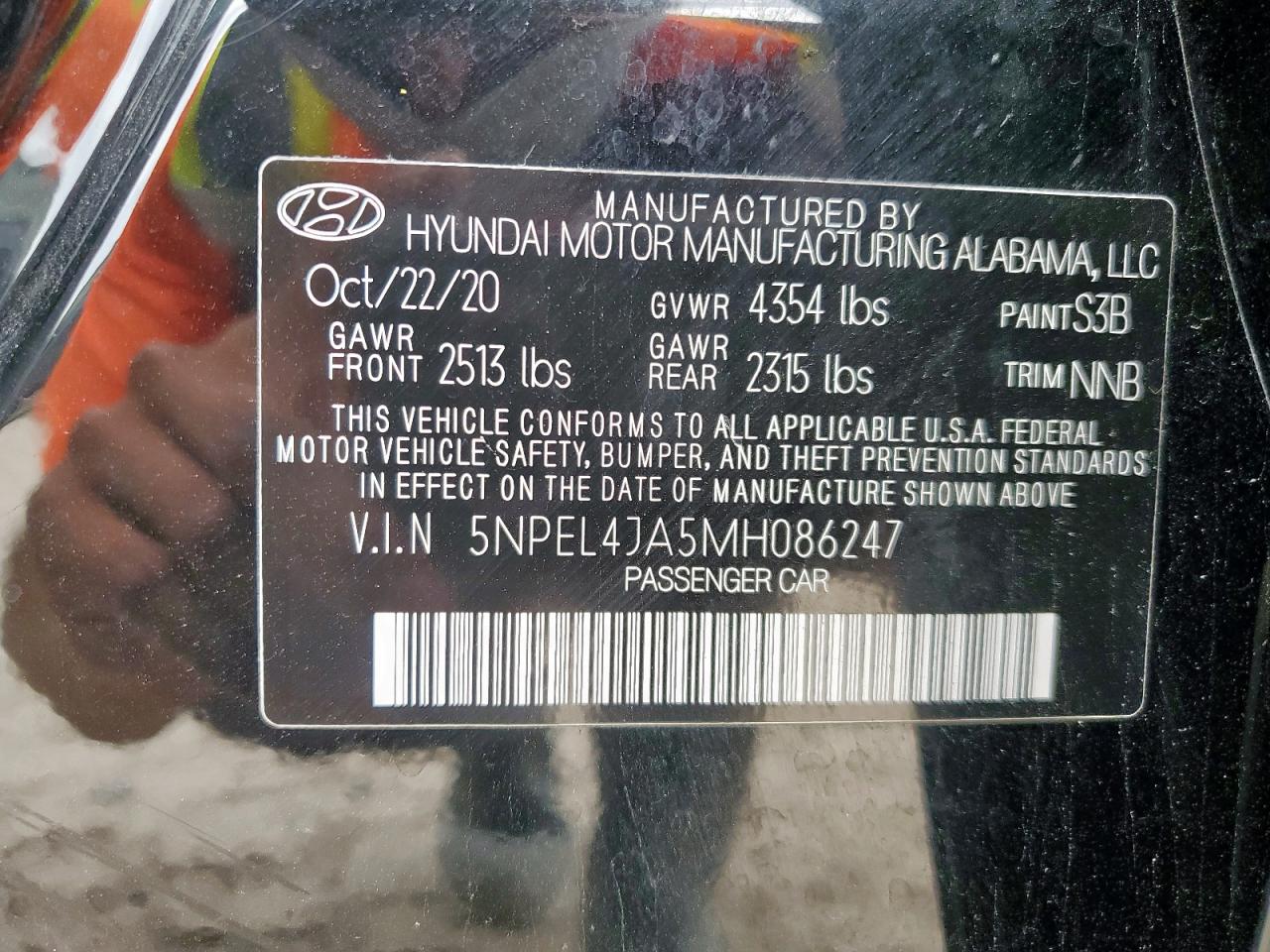 2021 Hyundai Sonata Sel VIN: 5NPEL4JA5MH086247 Lot: 63633675