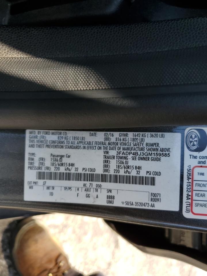 2016 Ford Fiesta Se VIN: 3FADP4BJ3GM159585 Lot: 65001985