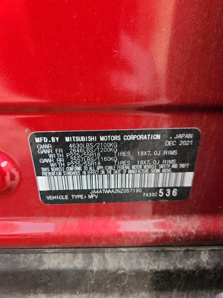 2022 Mitsubishi Eclipse Cross Se VIN: JA4ATWAA2NZ057190 Lot: 62887345