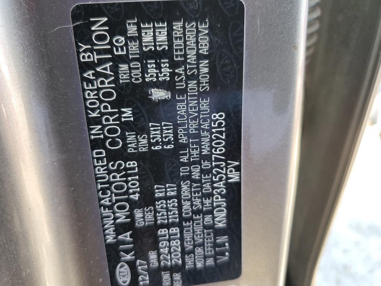 2018 Kia Soul + VIN: KNDJP3A52J7602158 Lot: 66372115