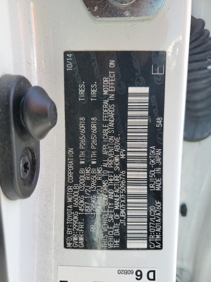 2015 Lexus Gx 460 VIN: JTJBM7FX7F5096776 Lot: 64858305