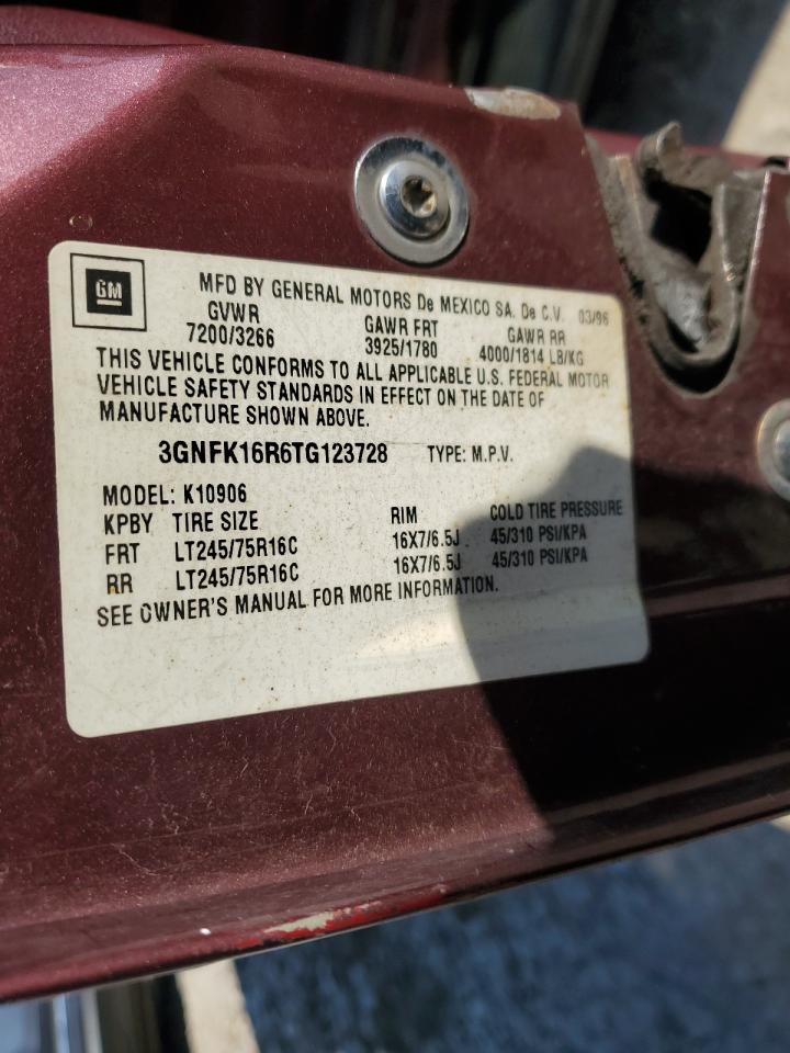 1996 Chevrolet Suburban K1500 VIN: 3GNFK16R6TG123728 Lot: 62902885