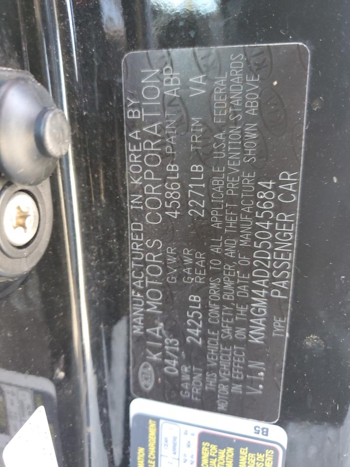 2013 Kia Optima Hybrid VIN: KNAGM4AD2D5045684 Lot: 66523955