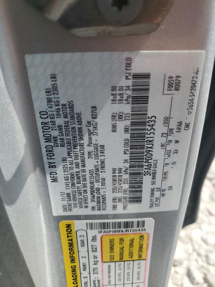 2018 Ford Fusion Titanium/Platinum VIN: 3FA6P0D9XJR155435 Lot: 62705445