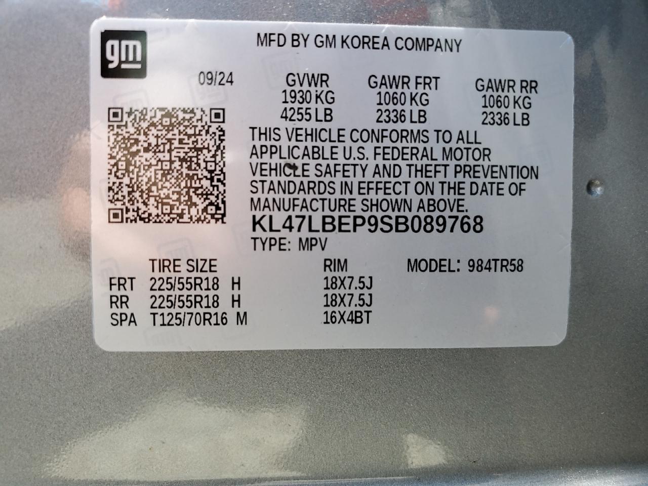 2025 Buick Envista Sport Touring VIN: KL47LBEP9SB089768 Lot: 64701365