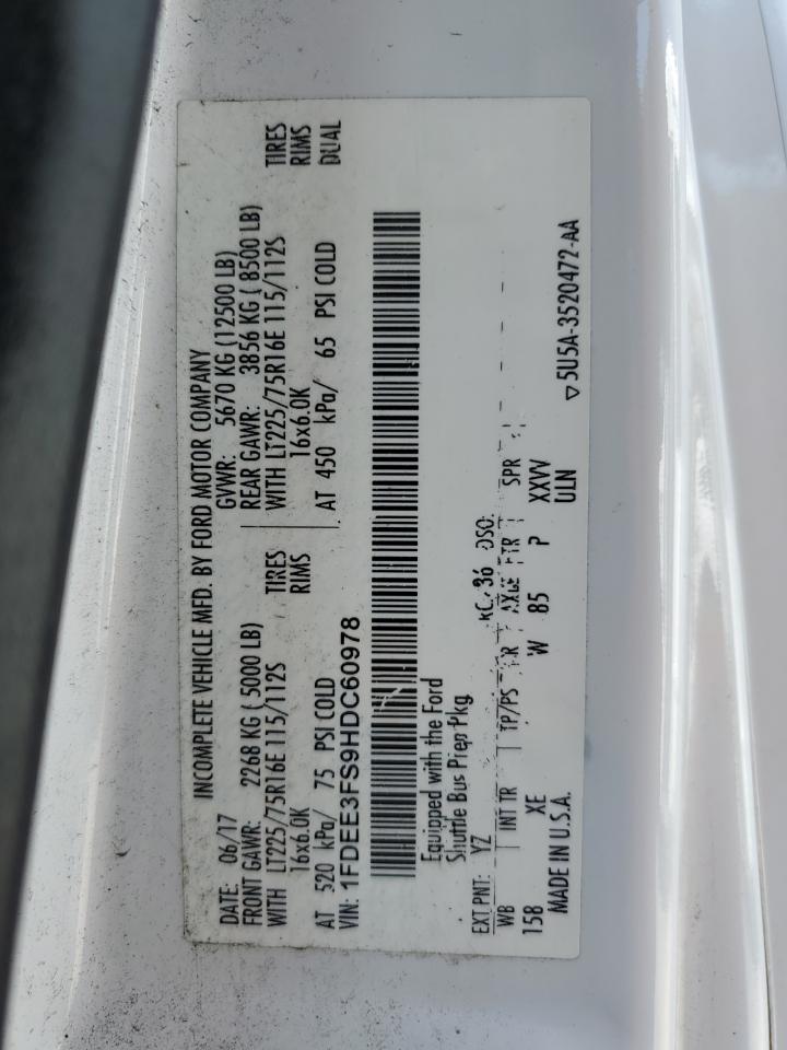 2017 Ford Econoline E350 Super Duty Cutaway Van VIN: 1FDEE3FS9HDC60978 Lot: 64261175