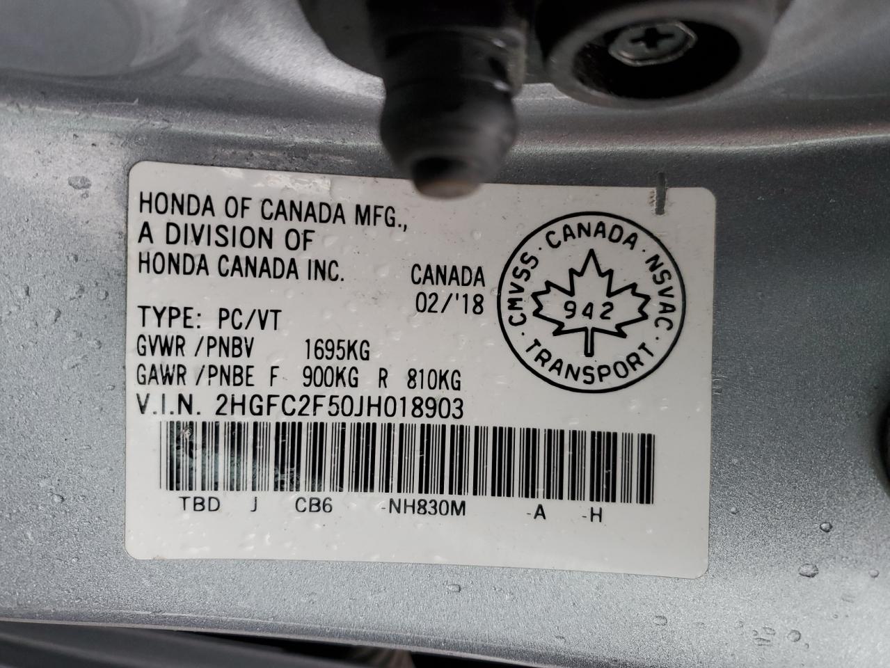 2018 Honda Civic Lx VIN: 2HGFC2F50JH018903 Lot: 65405925