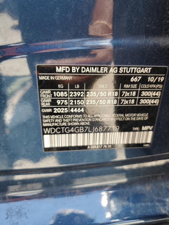 2020 Mercedes-Benz Gla 250 4Matic VIN: WDCTG4GB7LJ687719 Lot: 62401085
