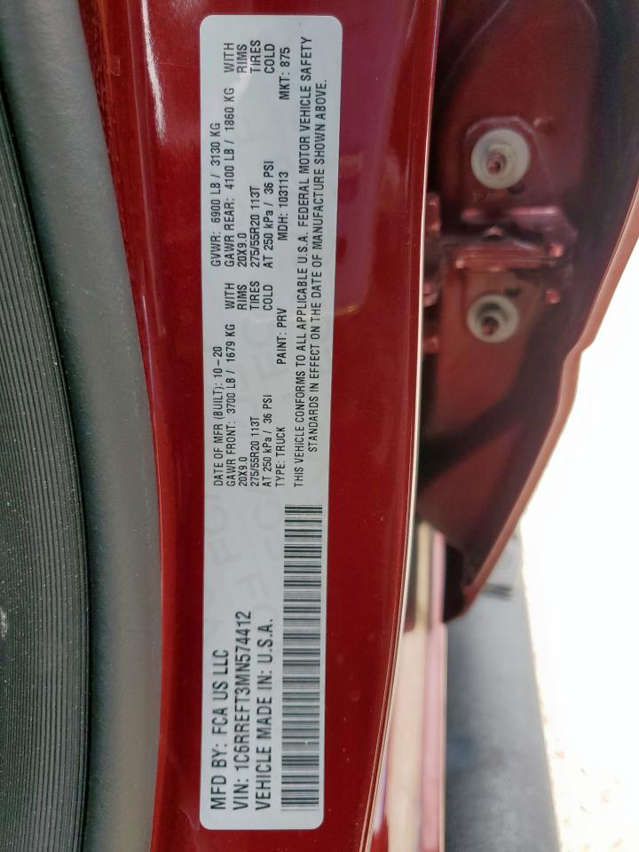 2021 Ram 1500 Big Horn/Lone Star VIN: 1C6RREFT3MN574412 Lot: 65439215