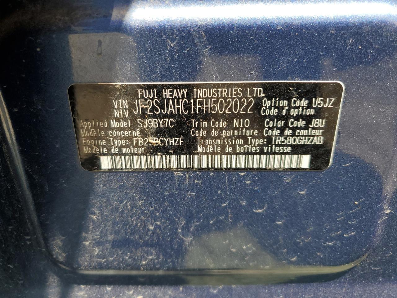 2015 Subaru Forester 2.5I Limited VIN: JF2SJAHC1FH502022 Lot: 63938485