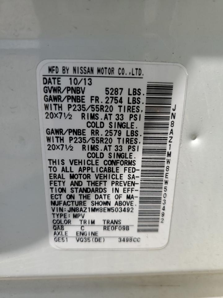 2014 Nissan Murano S VIN: JN8AZ1MW8EW503492 Lot: 66894075