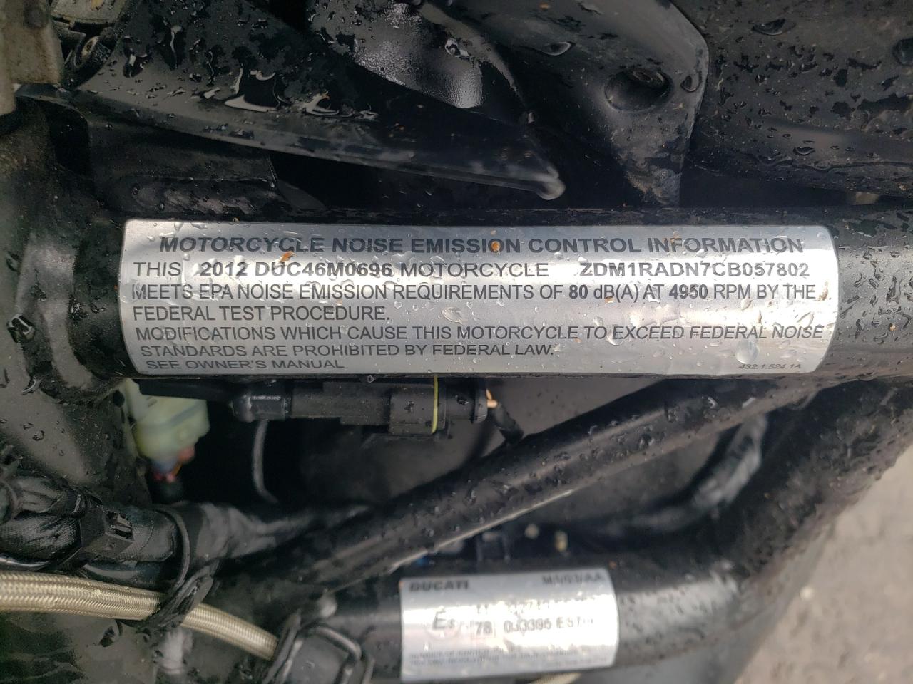 2012 Ducati Monster 696 VIN: ZDM1RADN7CB057802 Lot: 90569235