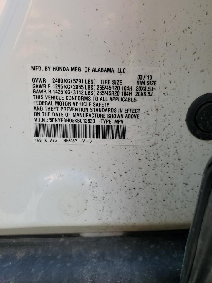 2019 Honda Passport Elite VIN: 5FNYF8H05KB012833 Lot: 63769515