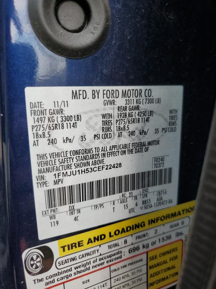 2012 Ford Expedition Xlt VIN: 1FMJU1H53CEF22428 Lot: 66823795