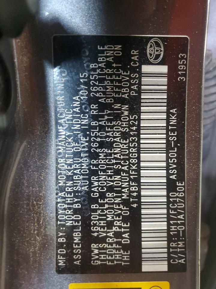 4t4bf1fk8gr531425 4T4BF1FK8GR531425 2016 Toyota Camry Le