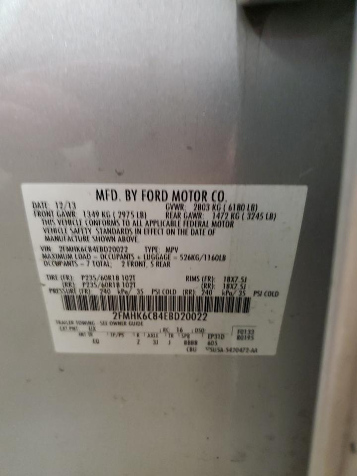 2014 Ford Flex Sel VIN: 2FMHK6C84EBD20022 Lot: 63208655