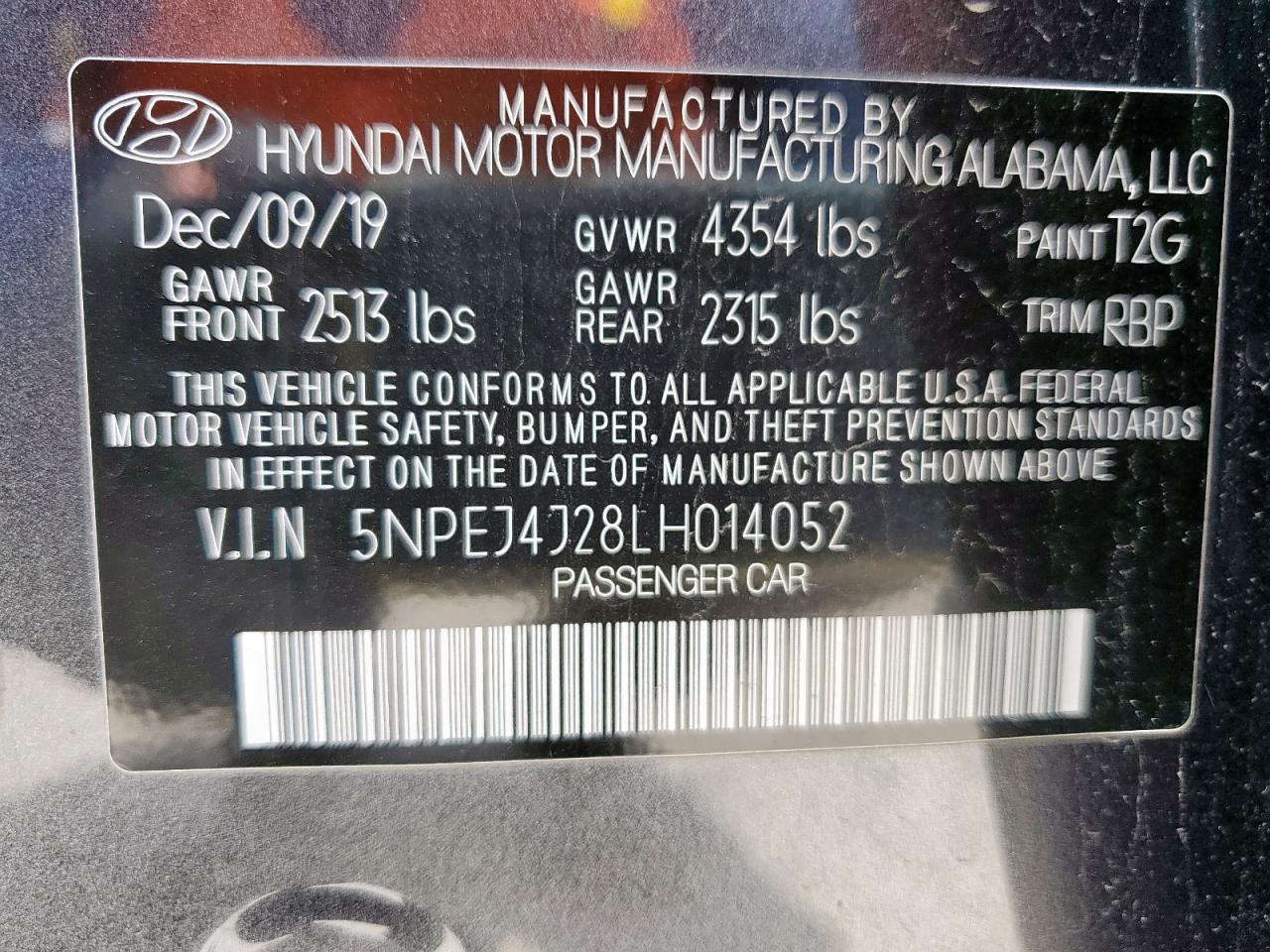 2020 Hyundai Sonata Sel Plus VIN: 5NPEJ4J28LH014052 Lot: 65687505