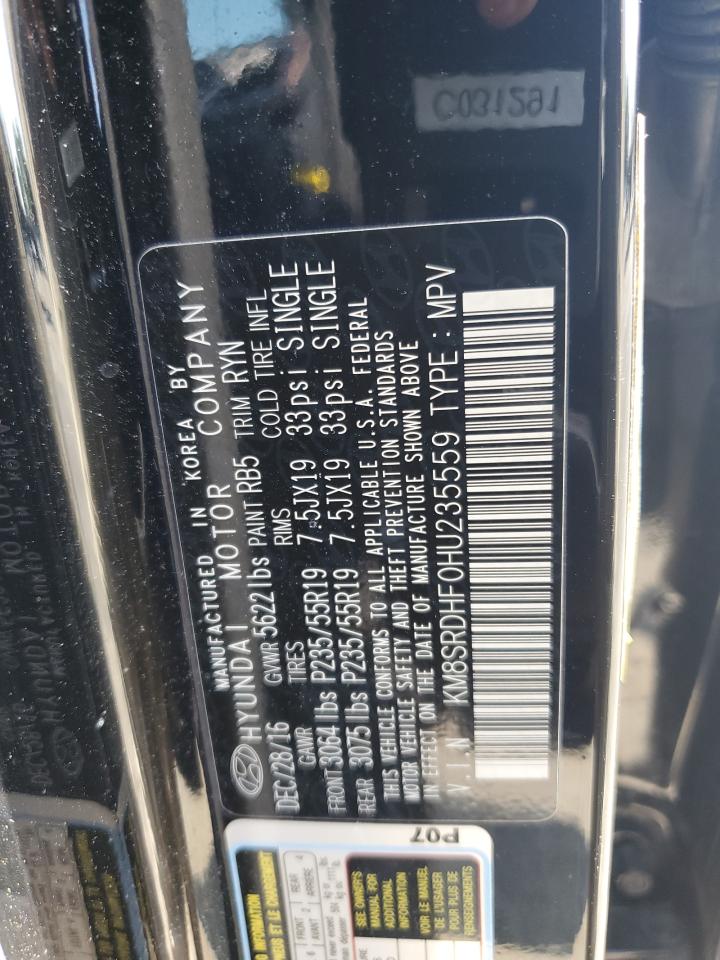2017 Hyundai Santa Fe Se Ultimate VIN: KM8SRDHF0HU235559 Lot: 63875515
