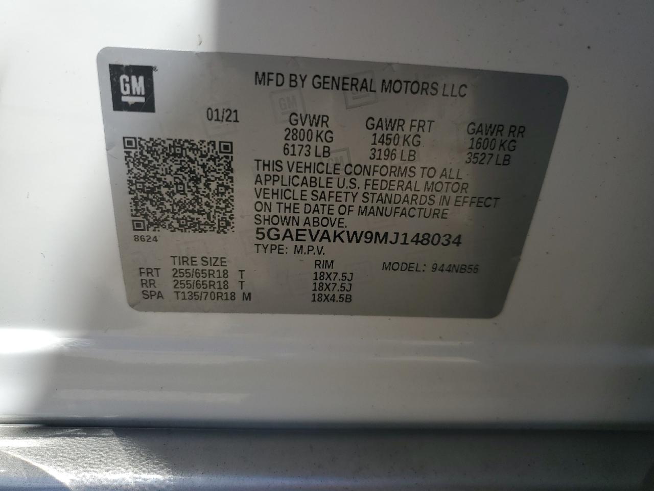 2021 Buick Enclave Essence VIN: 5GAEVAKW9MJ148034 Lot: 63313875