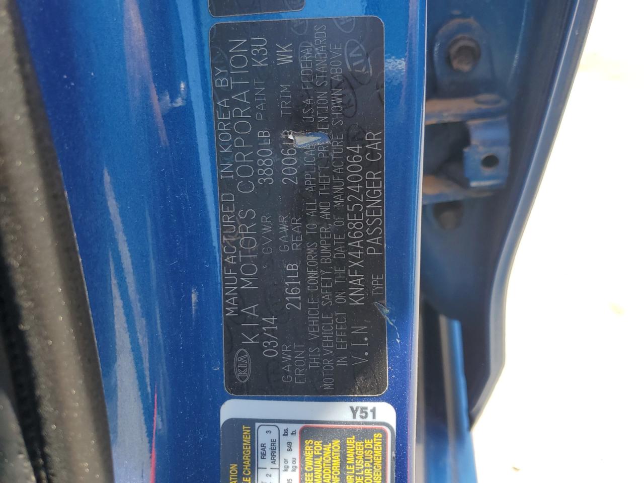 2014 Kia Forte Lx VIN: KNAFX4A68E5240064 Lot: 64304625