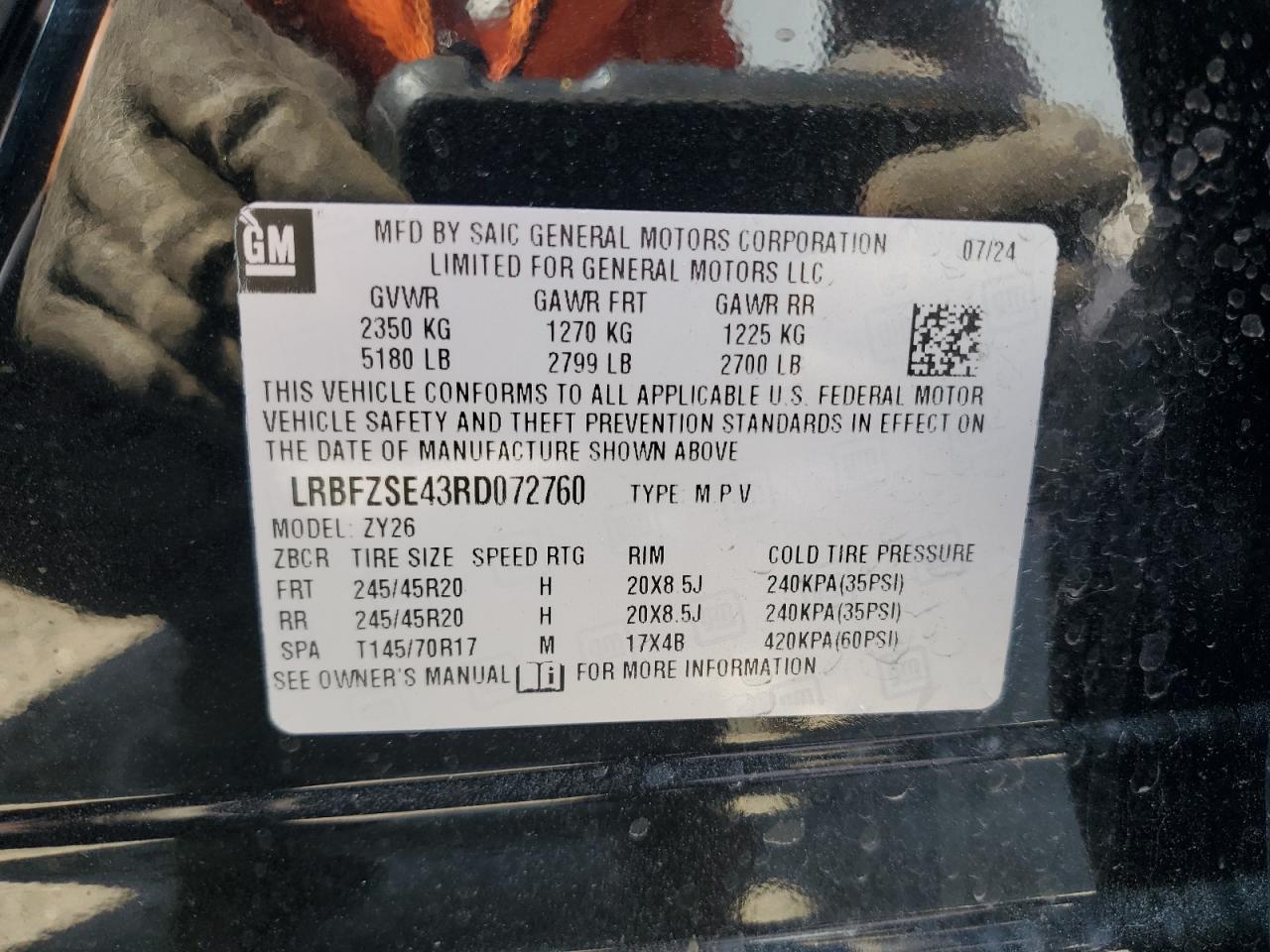 2024 Buick Envision Avenir VIN: LRBFZSE43RD072760 Lot: 63040555