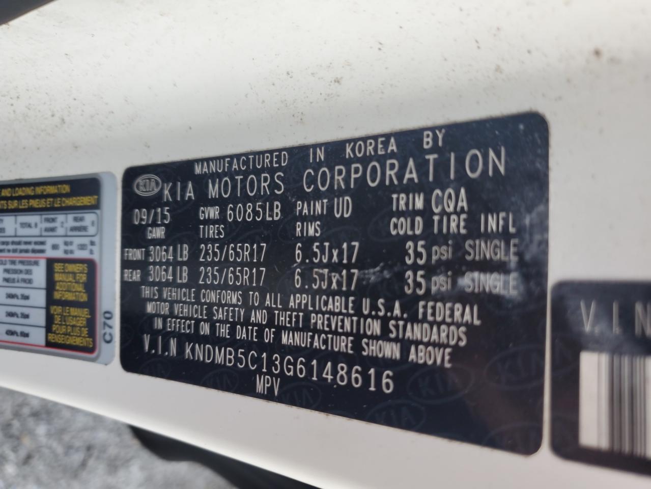 2016 Kia Sedona Lx VIN: KNDMB5C13G6148616 Lot: 64295535