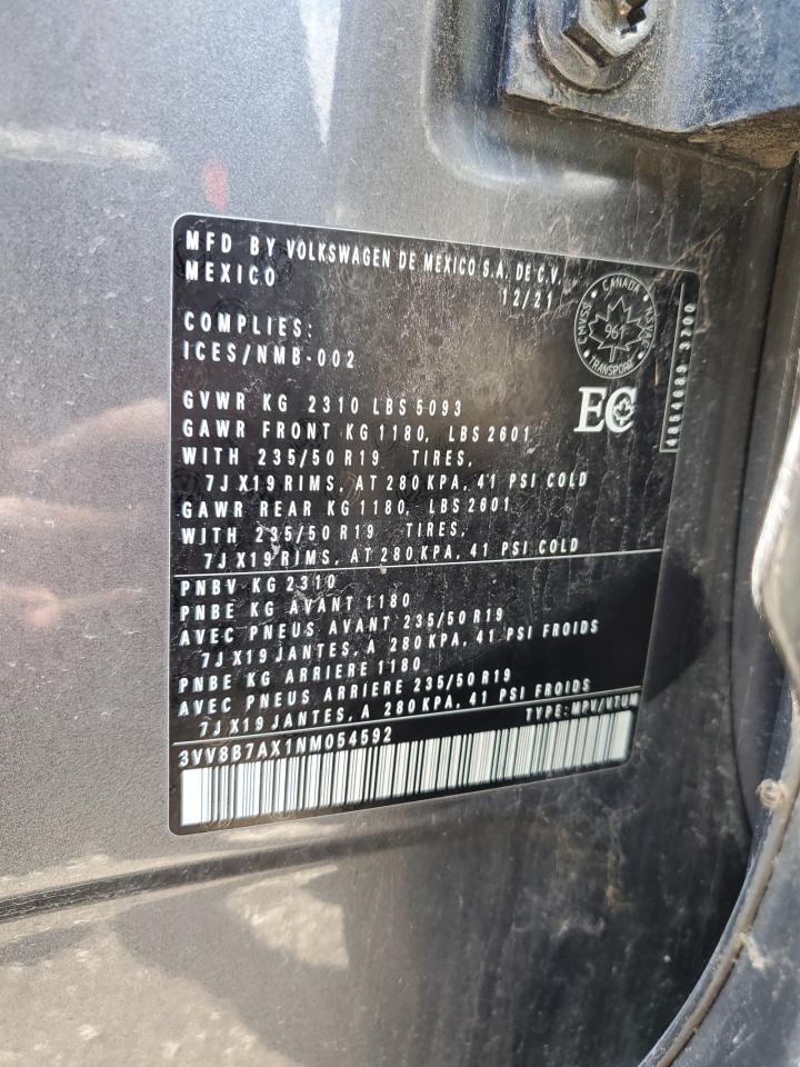 2022 Volkswagen Tiguan Se R-Line Black VIN: 3VV8B7AX1NM054592 Lot: 65713085