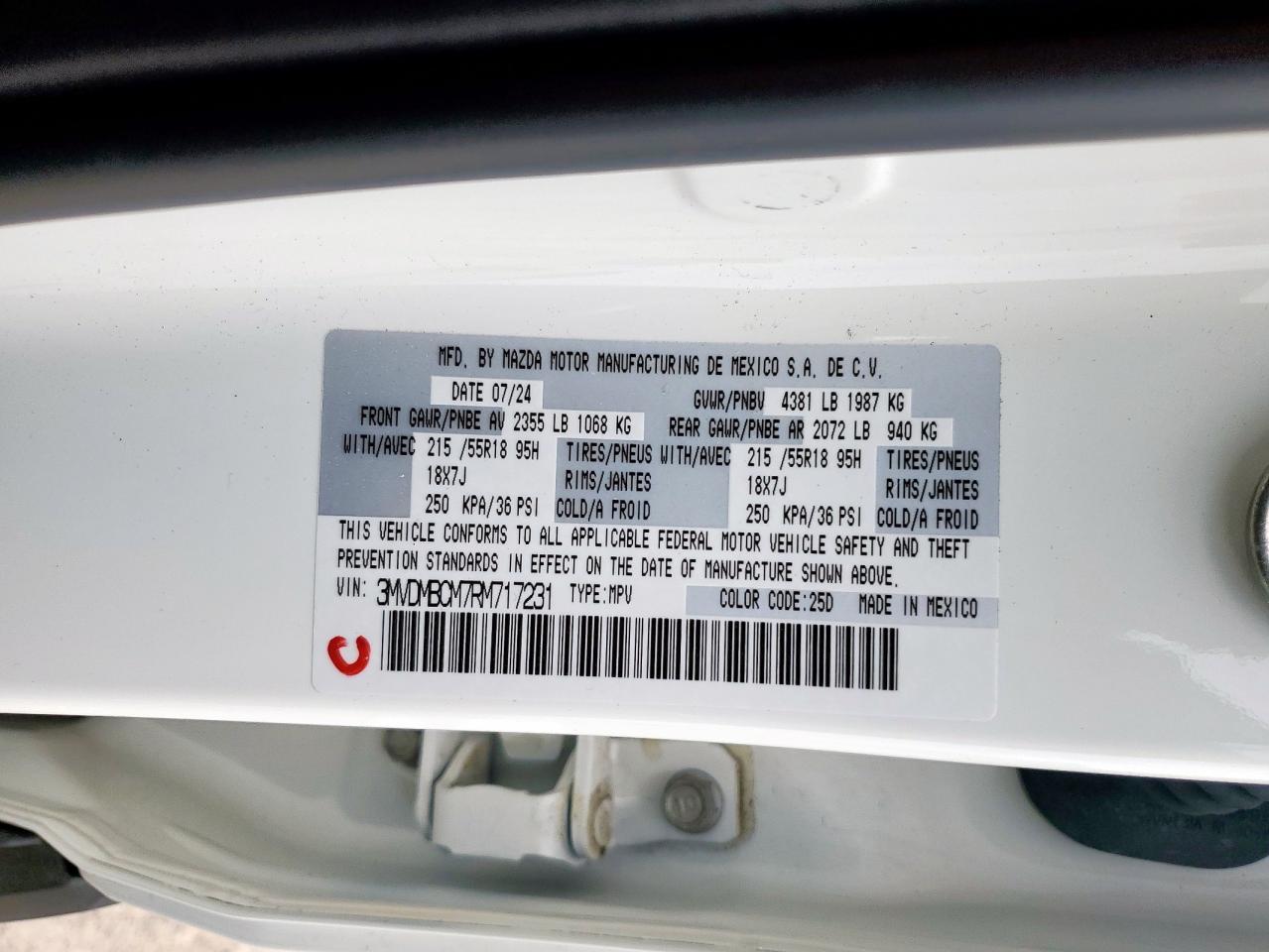 2024 Mazda Cx-30 Preferred VIN: 3MVDMBCM7RM717231 Lot: 63447155