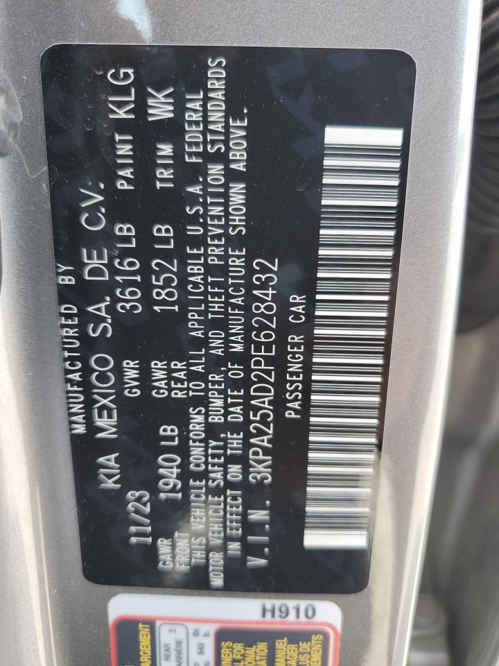 2023 Kia Rio S VIN: 3KPA25AD2PE628432 Lot: 65671325