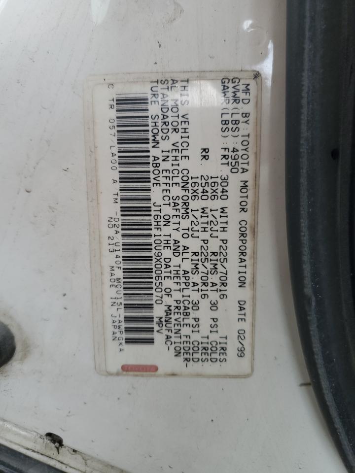 1999 Lexus Rx 300 VIN: JT6HF10U9X0065070 Lot: 63191795